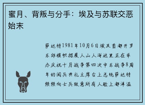 蜜月、背叛与分手：埃及与苏联交恶始末